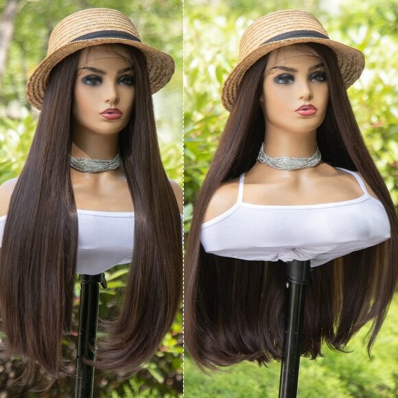 Brown Straight 13x3 Lace Front Wig - Picture 2 of 6